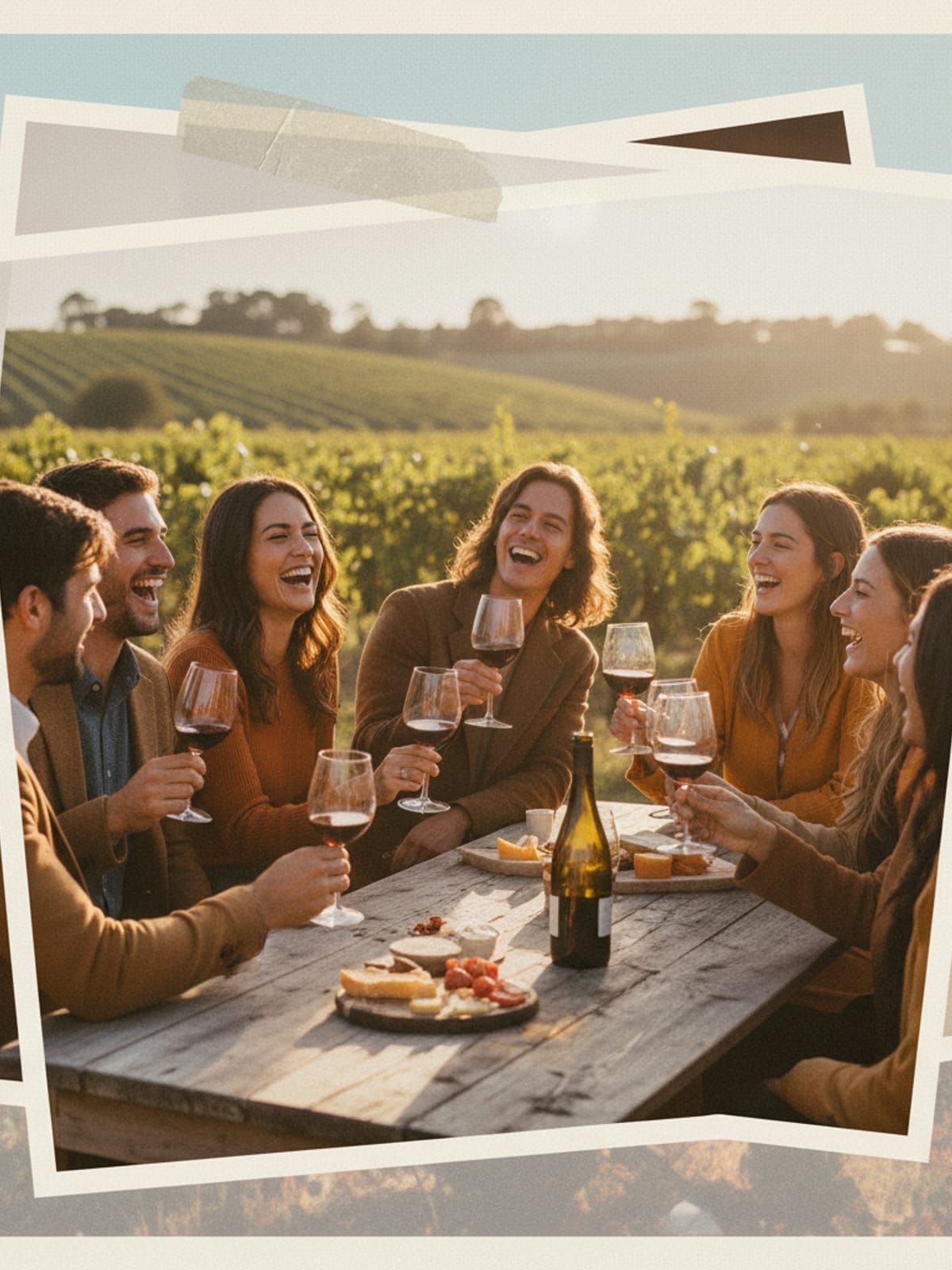 Team members laughing and connecting over wine in casual setting